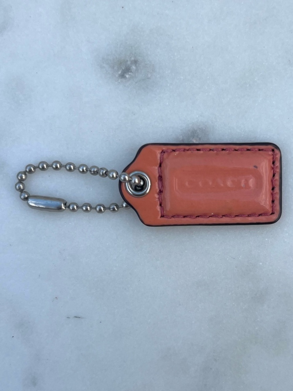 COACH Vintage Patent Leather Hang Tag, Mini Coral Pink